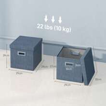 Set di 2 contenitori impilabili, pieghevoli, per soggiorno e camera da letto, 30 x 30 x 29 cm, blu