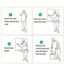 1 șorț de ras pentru bărbați + 1 pieptene pentru îngrijirea bărbii - Accesorii de îngrijire - Cu 2 ventuze, bavete de ras pentru barbă, bavete de ras, depozitare portabilă