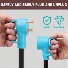 CircleCord 30 Amp 50 Feet RV Power Cord Twist Locking, Heavy Duty 10 Gauge 3 Wire STW Pure Copper Wire With Grip Handle, TT-30P To L5-30R With Cord Organizer For RV Trailer Campers