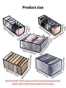 1pc Foldable Closet Organizer -Plaid Lingerie Organizer Bag-Multi-Sized Drawer Dividers For Lingerie, Socks & Ties