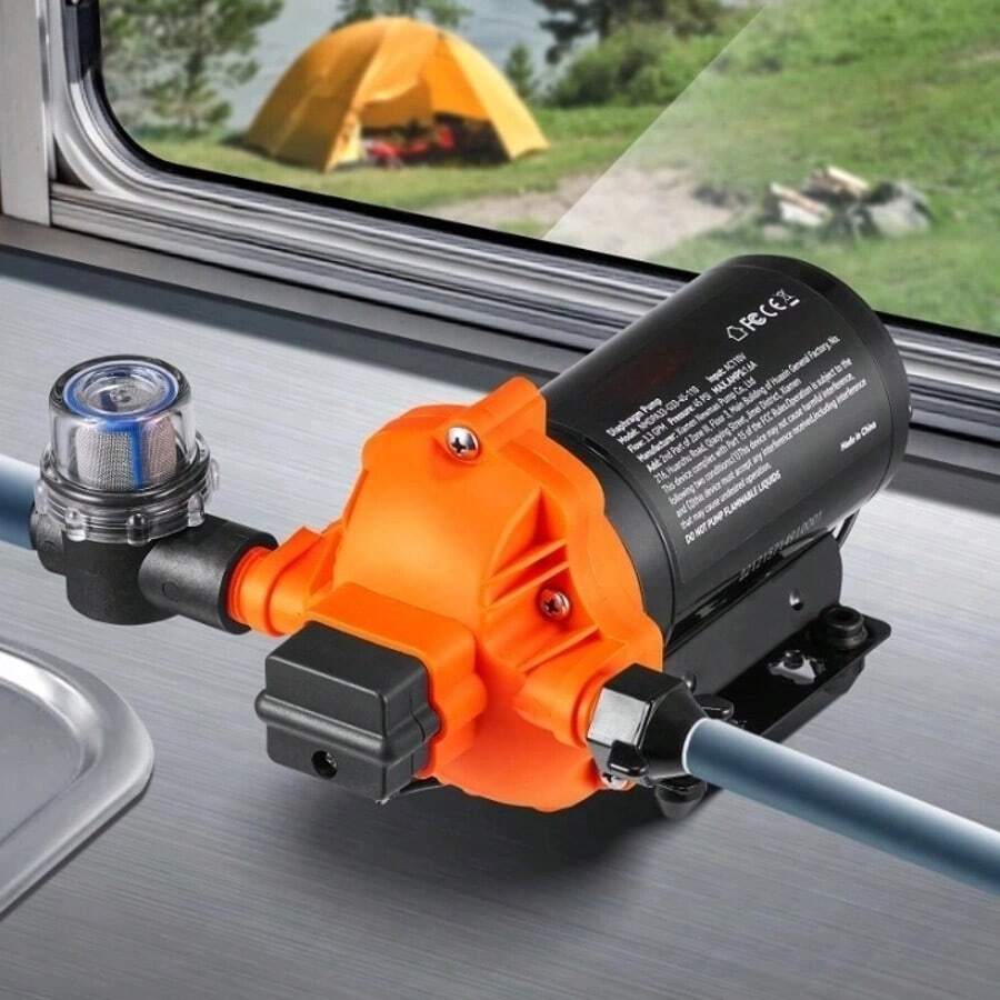 RV Water Pressure Diaphragm Pump 3Chambers 110V 3.3GPM 45PSI Adjustable Presssure Fresh Water Pump, Self Priming Sprayer Pump For RV Camper Marine Boat Lawn - 美規A型插(110-127V) - 查看 1