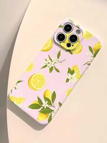 1pc Spring Floral Lemon Pattern Matte Perforated Hard Phone Case, Compatible With IPhone 11/12/13/14/15/16 Pro Max/ - Multicolor - View 3