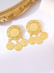 1 pieza Broche de mujer chapado en oro marroquí, con forma de moneda, estilo vintage, apto para fiesta de cumpleaños, boda y joyería de damas árabes