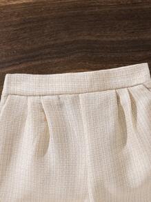 Left Mama Ensemble débardeur et short en couleur unie décontracté pour préadolescentes, été