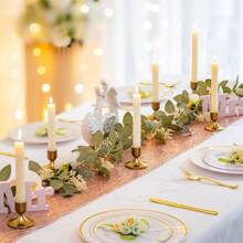 12pcs Gold Tapered Candlesticks, For Tabletop Centerpieces, Wedding Receptions, Holiday Christmas Capes, Home Decor, Halloween/Christmas Decoration,Room Decor,Gifts