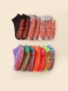 Set de 12 pares de calcetines de algodón para niños, de estilo aleatorio, cómodos y versátiles, de unicolor, aptos para actividades al aire libre y viajes