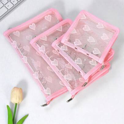 A5 A6 M5 透明蕾丝爱心活页夹封面和补充页 PVC 套装定制计划簿照片收纳袋可用作相册省钱计划簿手册笔记本相册收纳办公文具学校用品，返校