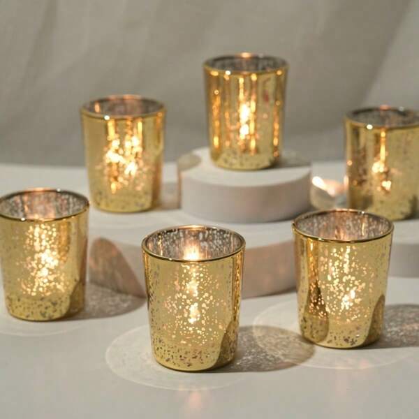 6/12PCS Glass Votive Candle Holders,Tea Lights Candles Holders For Table Centerpieces, Home, Bridal Shower, Birthday, Festival Party Table Decor,Christmas Decoration
