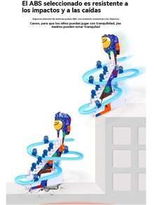 Juguete Educativo para Niños 3+ Años: Monstruos Cartuneses Suben Escaleras en Orbitas Eléctricas con Ascensor Automático y Deslizadero - Azul - Ver 5
