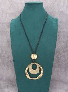 1 pieza Collar de aro grande asimétrico plano de doble color de aleación, cadena larga minimalista y de moda, regalo de Navidad para mujeres