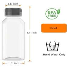 3/6/10 piezas Botellas transparentes de 250ml con tapas - Envases para alimentos, bebidas, jugos, contenedores de té con leche