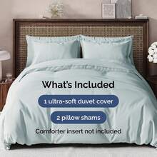 Cover Queen Size Set - Extra Soft Queen Size Duvet Cover 90 X 90 With 2 Pillow Shams - Hotel Luxury Easy Care And Fade Free W/ Zipper Closures & Ties - Breathable Bedding Set (Light Sage Green) - 18 - 冰藍色(無被子) - 查看 9