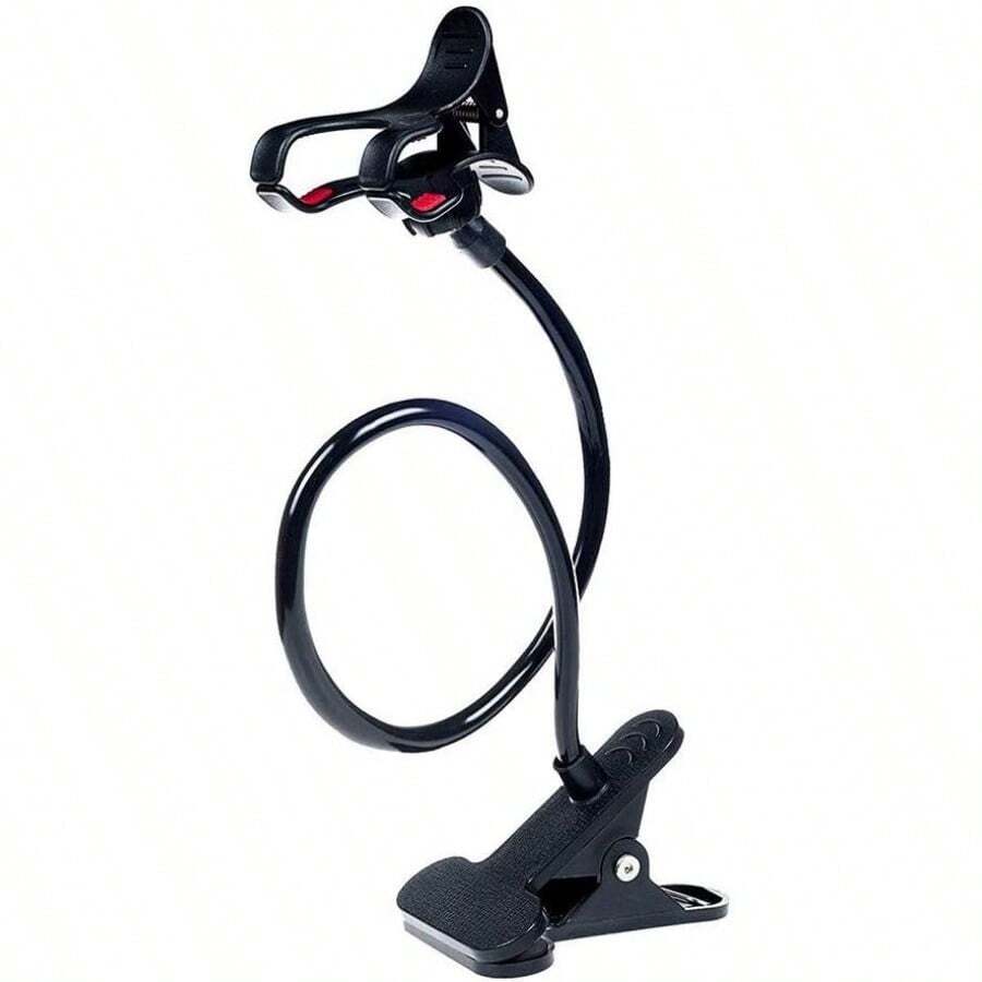 ITART Plastic Flexible Long Arms Gooseneck Clip Clamp Stand Universal Cell Phone Holder Black