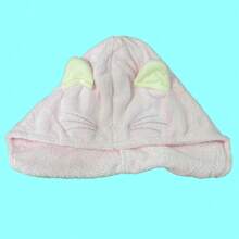 1PC Cat 3D Soft Dry Hair Cap, Blue Hair Wiping Towel, Cute Fluffy Cat Ears, Strong Water Absorption, Fast Hair Drying Speed, Female Dormitory Supplies, Home And Bathroom Decoration, Room Decor, Gift Back To School Hair Bonnet