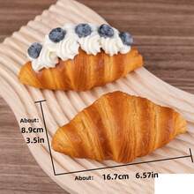 1pc 6.57inch Premium PU Realistic Croissant Bread Model, Cream Ice Cream Bread Model, Artificial Soft Bread, Fake Food Toy, Home Decor, Display For Home, Desktop, Photography Props, Stage Performance, Christmas & New Year Gift