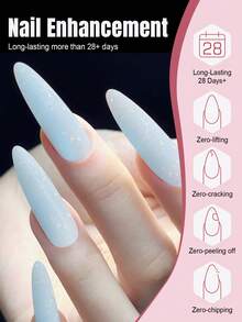 Oveiliy Sky Blue Sparkling Diamond Nail Extension 60ml 1pc, Crystal Nail Extension, Nail Stickers And Beauty Art, Make Nails Longer, Stronger And Perfect - Baby Blue - View 4