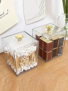 1 hộp đựng tăm bông vệ sinh, mút trang điểm, son môi, bông tẩy trang, phụ kiện tóc, hộp đựng tăm, hộp đựng đồ để bàn - Nhiều màu - Xem 8