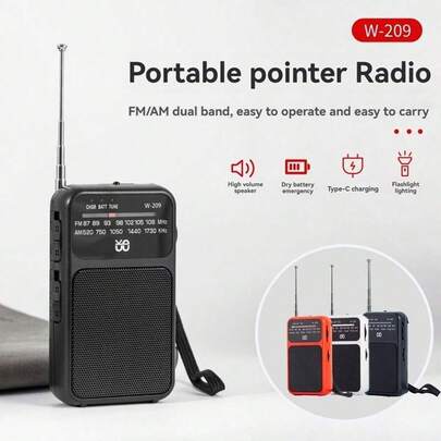 Das Mini tragbare AM/FM-Radioempfangsgerät mit ausziehbarer Antenne, Lautsprecher und Taschenlampe ist ein Heim- und Reisegerät, das den Empfang erweitert - ideal für den Einsatz in Innenräumen, Outdoor und für Notfälle