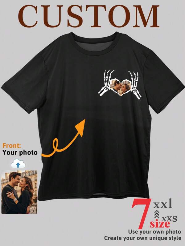 Personalisiertes Herren T-Shirt mit eigenem Foto - Lade dein Design hoch! Personalisiertes Grafik-Shirt für ihn, Geschenk für den Freund. Streetwear, minimalistischer Stil - weiches Shirt. Einzigartiges Geburtstags-, Urlaubs-, Sportoutfit