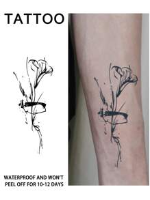 1 Pieza Tatuaje Temporal Falso Tatuaje Semipermanente Y2K Abstracto Resistente al Agua y al Sudor Dura 1-2 Semanas Realista Extractos Herbales Antifricción No Reflectante Negro Para Mujer y Hombre Pegatinas de Tatuaje para Brazo, Pecho, Pierna, Abdomen, Cintura, Dedo, Cuello, Espalda, Arte Corporal Modernista
