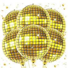 6pcs 22 Inch Colorful/Gold/Silver Disco Ball Balloons, 22 Inch 4D Round Foil Balloons For Birthday, Wedding, Graduation, Disco Dance Theme Party Decorations 70s 80s 90s