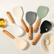 Cuchara de arroz de silicona resistente al calor, pala de arroz de silicona de calidad alimentaria, olla arrocera antiadherente, herramienta de cocina, cuchara de arroz para el hogar, 1 Uds. RQNM - Blanco™ - Ver 1