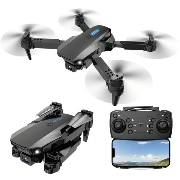 TOKQI E88 Drone Quadcopter, 720P HD Camera Light Flow Fixed Height Hover, One-Button 360° Stunt Flip, One Button Lifting, Entry-Level Folding Remote Control Dron Toy– Ideal Gift For Christmas, Halloween, And Thanksgiving.Thanksgiving.