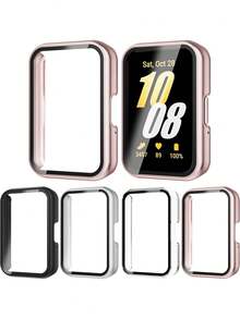 4个装手表壳，兼容三星Galaxy Fit 3，男女通用，四色组合，时尚运动，防摔防刮，PC材质，搭配高清钢化玻璃屏幕保护膜，触控灵敏，佩戴方便，保护壳可更换。 - 黑色+銀色+粉紅色+透明 - 查看 2