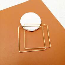 1 Cặp bông tai hình vuông hình học cỡ lớn, bông tai cổ điển thời trang phóng đại cho phụ nữ đeo hàng ngày - Vàng - Xem 6