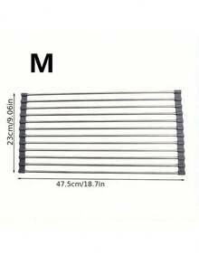 1 pieza Escurridor de cocina multifuncional S/M/L multicolor, con tapete de secado, estante con rodillos antideslizantes, escurridor plegable para fregadero, almacenamiento conveniente, apto para cocina, comedor, acero inoxidable - Multicolor - Ver 12