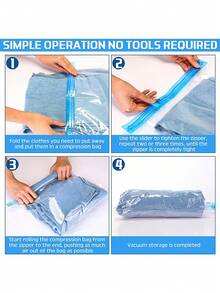 10/6/3/1pcs Vacuum Compression Storage Bags, Large Capacity Clothes Organizer Bags, No Vacuum Pump Needed, Thick Wardrobe Storage Bags, Waterproof & Moisture-Proof Bedding Bags, Ideal For Efficient Packing And Home Organization - Multicolor - View 2