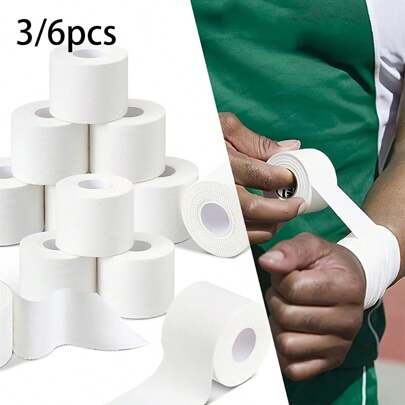 3/6 Rolls Athletic Tape, White Fabric With Serrated Edge, Foot/Hand Protective Equipment Gym Accessories Sales Sports Tape