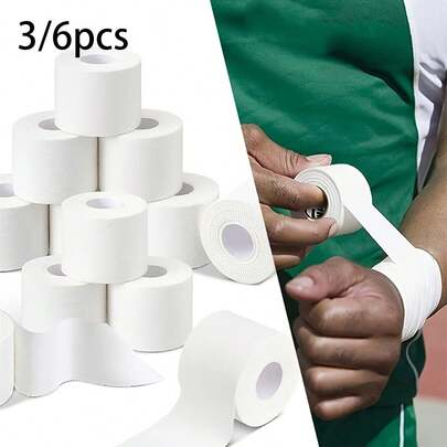 3/6 Rolls Athletic Tape, White Fabric With Serrated Edge, Foot/Hand Protective Equipment Gym Accessories Sales Sports Tape
