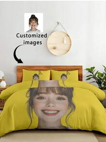 Conjunto de cama personalizado com 3 peças, capa de edredom de plumas personalizada, edredom personalizado, roupa de cama personalizada, capa de edredom de plumas personalizada, crie sua própria roupa de cama - Multicolorido - Ver 15