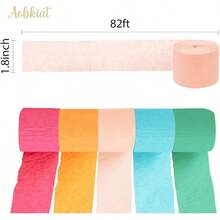 AOBKIAT Wedding Party Decorations, 5 Rolls Olive Green Khaki Crepe Paper Streamers For Green Boho Wedding, Birthday, Bridal/Baby Shower - Candy - 查看 3