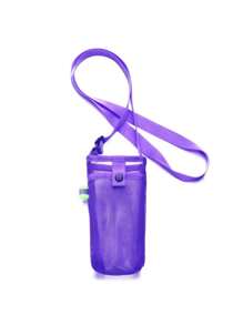1pc Sports Water Bottle Mesh Bag With Phone Holder And Shoulder Strap, Adjustable, Portable Water Cup Protector, Universal Insulated Cup Cover For Outdoor Sports, Camping And Travel