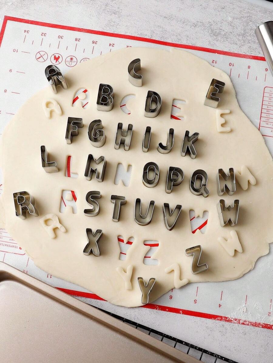 卡通字母数字不锈钢饼干模具饼干巧克力蛋糕烘焙饼干装饰配件耐变形耐磨 - 銀色 - 查看 1