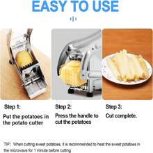 French Fry Cutter With 2 Blades, Stainless Steel Professional French Fry Cutter, French Fry Slicer, French Fry Cutter For Pressed Fries, Multifunctional Vegetable And Fruit Slicer Kitchen Tool, Holiday Gift