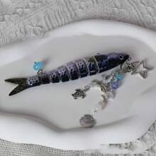 1 pieza Llavero de pez hecho a mano, encantos de bolso de océano, llaveros de océano, llaveros de señuelo de pesca artificial, encantos de peces con cuentas, regalos para pescadores, accesorios escolares y de automóvil, gótico lindo Y2k