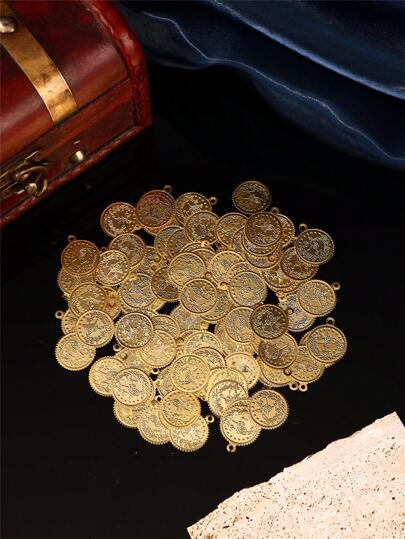 قلادة معلقة مُنحوتة على شكل عملة عثمانية تركية، إكسسوارات مجوهرات DIY للسيدات العربيات ارتداء العباءة