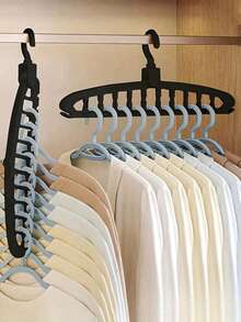 1pc 11-Hole Multi-Functional Seamless Clothes Hanger, Dorm & Home Use Magic Drying Rack, Bedroom Wardrobe Storage Organizer - Multicolor - View 8