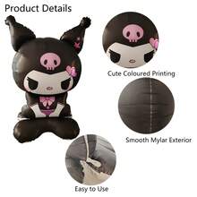 Sanrio 1pc 42 Inch Kuromi Character Foil Balloon, Mixed Colors - Perfect For Birthday Party Decoration, Easy Setup Indoor/Outdoor, No Electricity Needed, Decor For Room, Character Theme, Durable, Sanrio