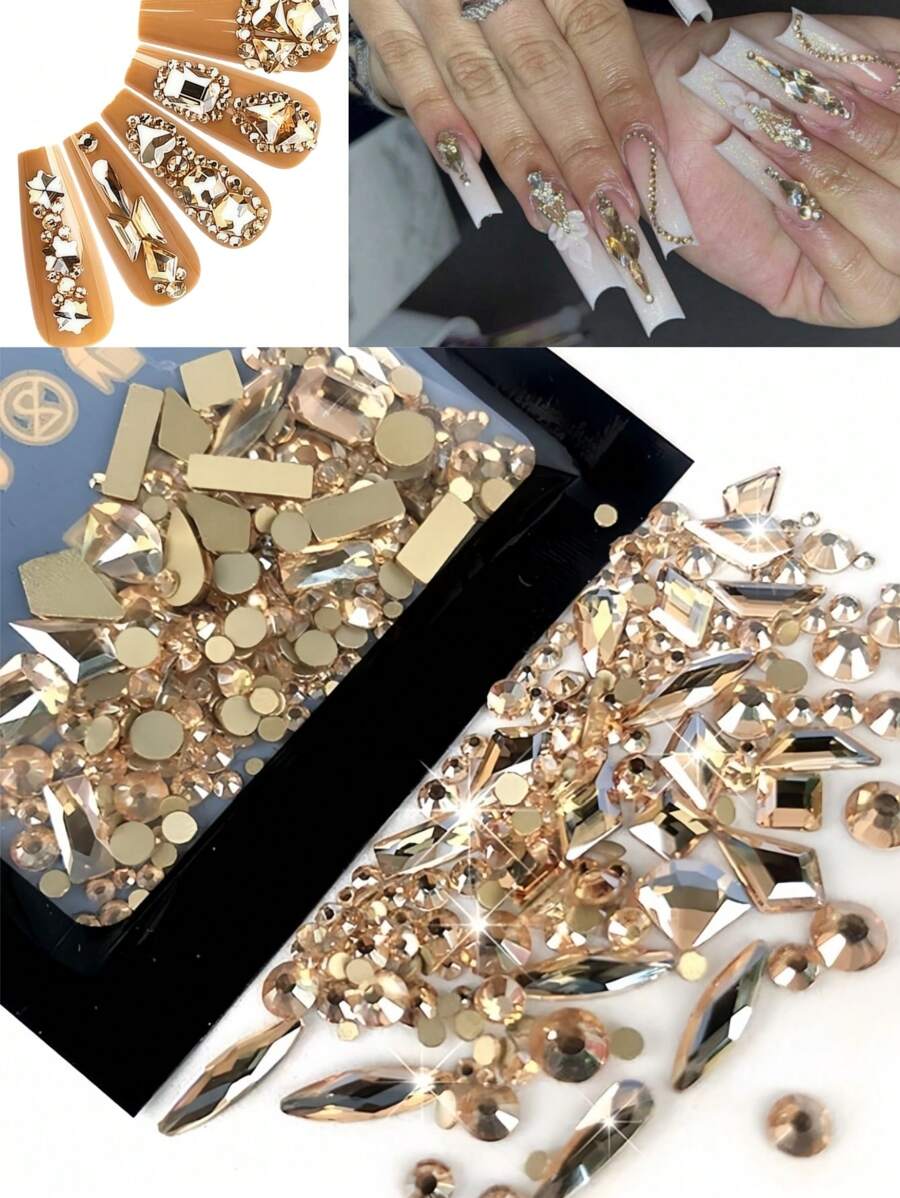 Verpackte ultra-glänzende Nagelkunst Diamanten: Sortierte japanische frische girly Stile, DIY tragbare Nageldekoration für Make-up, Schul-Zubehör, Zuhause/Urlaub/Reise unverzichtbares funkelndes Diamant-Accessoire