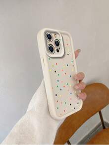 1 pieza Funda de teléfono de alta gama con protección de lente con microperforaciones, decoración de corazones múltiples, resistente a caídas, compatible con Apple/Redmi/Infinix/Vivo, a prueba de agua, a prueba de golpes y resistente a los arañazos, versión internacional, no la versión nacional - Beis - Ver 2