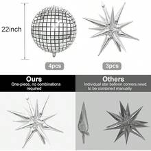 Square Foil Balloon Wall, 25 PCS Double Sided Khaki Apricot Mylar Balloons Matte Beige Balloon Backdrop Shower Decoration Wedding Boho Birthday Party Decoration - Disco Ball Star - View 2