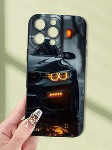 1pc Car Pattern Shockproof Black TPU Phone Case Cover Compatible With Iphone 16 15 14 13 12 11 Pro Max, A55/54/53/52, S20FE/21/22/23/24/25 Waterproof Anti-Fall Scratch Resistant - Multicolor - View 3