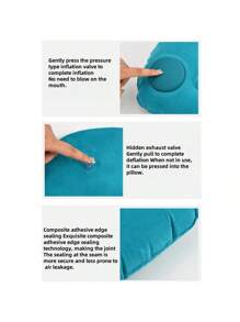 1 pieza Almohada lumbar inflable cómoda, tela de felpa, adecuada para coche, viaje, avión, exterior, siesta, respaldo