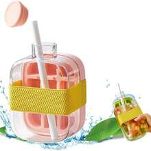 2-In-1 Ice Cube Bottle With Straw - Easy Press Ice Tray Water Bottle, Leak Proof Lid, Vertical Ice Maker For Freezer, Travel, Gym & Home Use (800ml, 500ml)Ice Cube Bottle With Straw,Ice Bottle Cup,Ice Trays For Freezer,Silicone Ice Cube Trays For Freezer With Lid And Bin,Zero Touch Press Ice Cube Molds For Cocktail,Whiskey,Coffee - 彩色 - 查看 13