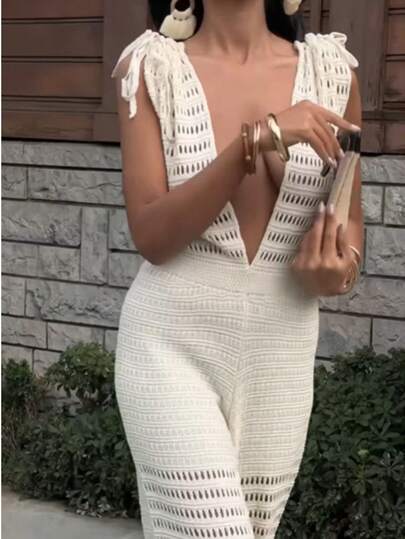 Salopetă elegantă, casual, cu spate deschis, pentru femei, culoare solidă, cu imprimeu floral