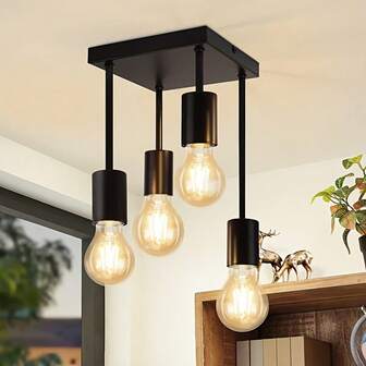 Modern amerikansk taklampa med 4 ljuskällor för matsal, sovrum, arbetsrum, vardagsrum, kreativ hänglampa, trappbelysning, exkluderar glödlampor